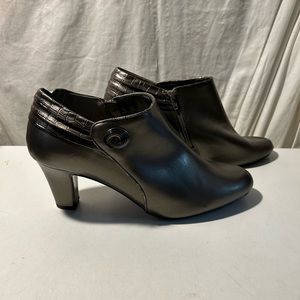 Pewter ankle booties 2” block heel zip up side various sizes all NWT